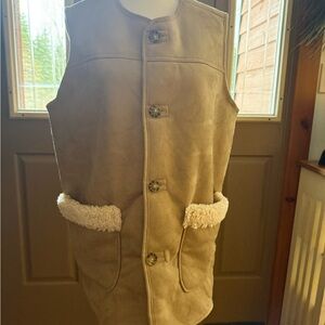 Time and Tru Beige Shearling Vest